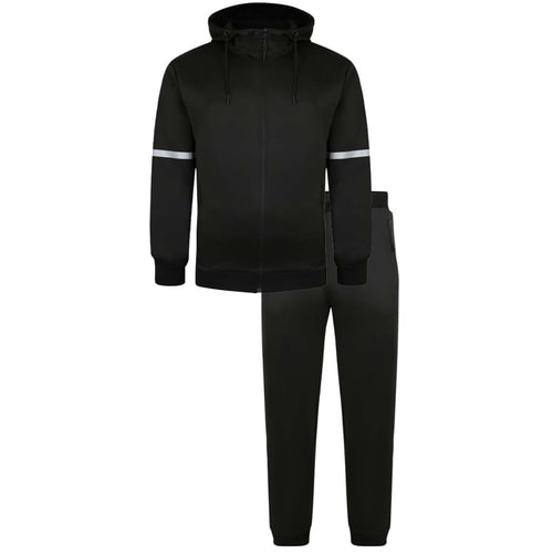 Bigdude Zip Thru Tricot Hooded Tracksuit Black